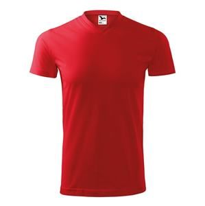MALFINI Tričko Heavy V-neck - Červená | XL