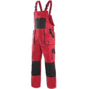 Canis Pracovní kalhoty s laclem CXS LUXY ROBIN prodloužené - Červená / černá | 62