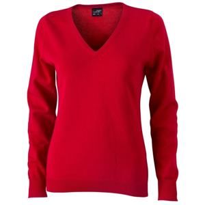James & Nicholson Dámský bavlněný svetr JN658 - Červená | XL