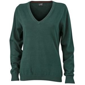 James & Nicholson Dámský bavlněný svetr JN658 - Lesní zelená | S