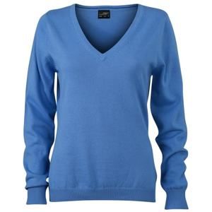 James & Nicholson Dámský bavlněný svetr JN658 - Ledově modrá | XL