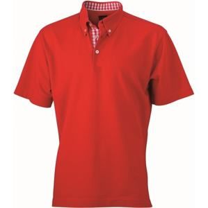 James & Nicholson Elegantní pánská polokošile JN964 - Červená / červená / bílá | L