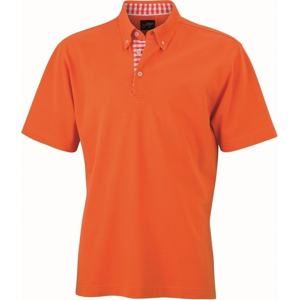James & Nicholson Elegantní pánská polokošile JN964 - Tmavě oranžová / tmavě oranžová / bílá | XXL