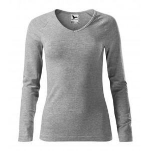 MALFINI Dámské tričko s dlouhým rukávem Elegance - Tmavě šedý melír | M