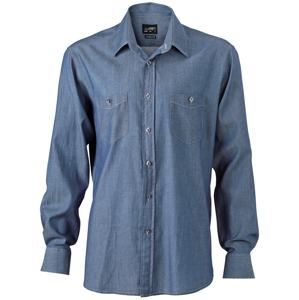 James & Nicholson Pánská džínová košile JN629 - Světlý denim | XXL