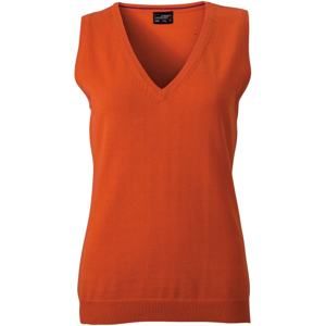 James & Nicholson Dámský svetr bez rukávů JN656 - Tmavě oranžová | XL