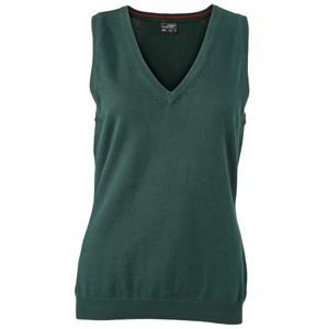 James & Nicholson Dámský svetr bez rukávů JN656 - Lesní zelená | XL