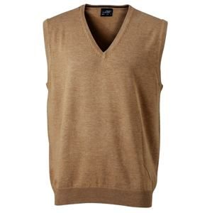 James & Nicholson Pánský svetr bez rukávů JN657 - Camel | XL