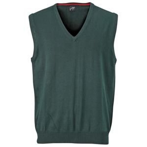 James & Nicholson Pánský svetr bez rukávů JN657 - Lesní zelená | XL