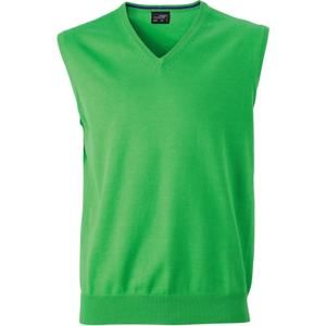James & Nicholson Pánský svetr bez rukávů JN657 - Zelená | XXL