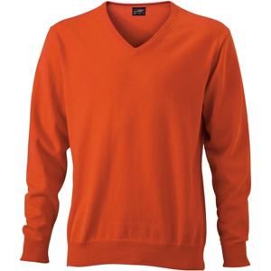 James & Nicholson Pánský bavlněný svetr JN659 - Tmavě oranžová | XXXL