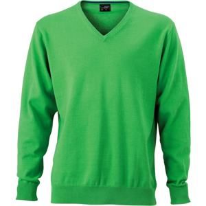 James & Nicholson Pánský bavlněný svetr JN659 - Zelená | XXL