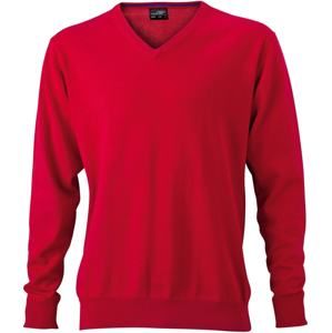 James & Nicholson Pánský bavlněný svetr JN659 - Červená | XL