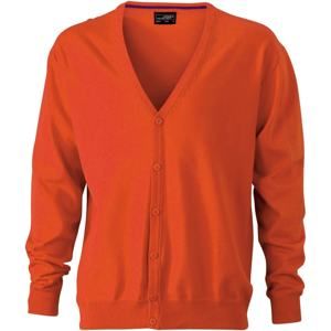 James & Nicholson Pánský bavlněný svetr JN661 - Tmavě oranžová | XXXL