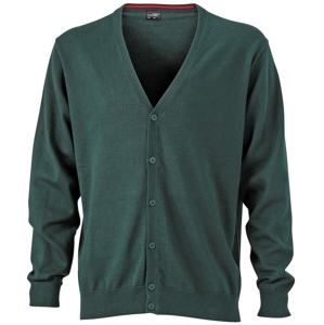 James & Nicholson Pánský bavlněný svetr JN661 - Lesní zelená | XXXL