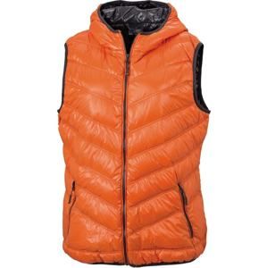 James & Nicholson Lehká dámská péřová vesta JN1061 - Tmavě oranžová / tmavě šedá | L