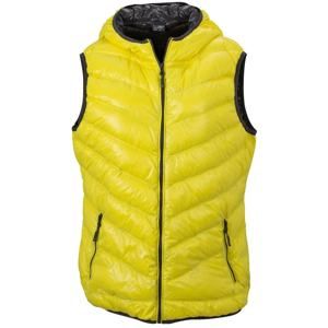 Lehká dámská péřová vesta JN1061 - Žlutá / tmavě šedá | S