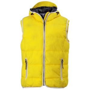 James & Nicholson Pánská vesta s kapucí JN1076 - Slunečně žlutá / bílá | L