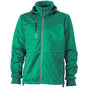 James & Nicholson Pánská sportovní softshellová bunda JN1078 - Irská zelená / tmavě modrá / bílá | S