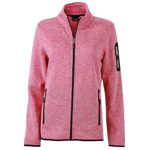 James & Nicholson Dámská bunda z pleteného fleecu JN761 - Růžový melír / off-white | L