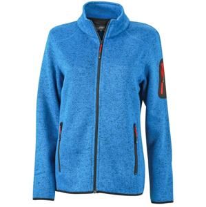 James & Nicholson Dámská bunda z pleteného fleecu JN761 - Královsky modrý melír / červená | L