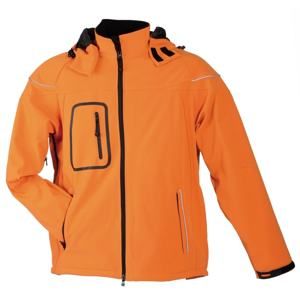James & Nicholson Zimní pánská softshellová bunda JN1000 - Oranžová | M