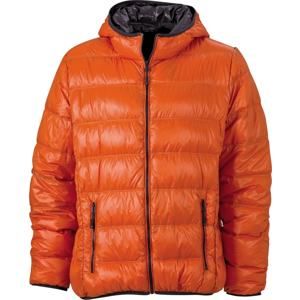 James & Nicholson Lehká pánská péřová bunda JN1060 - Tmavě oranžová / tmavě šedá | XXL