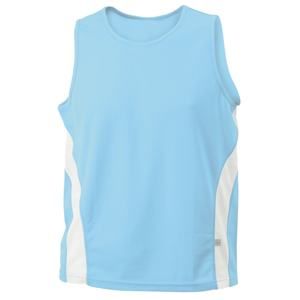James & Nicholson Pánské sportovní tričko bez rukávů JN305 - Ocean / bílá | XL