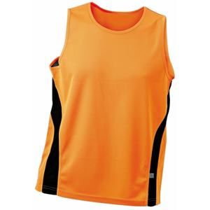 James & Nicholson Pánské sportovní tričko bez rukávů JN305 - Oranžová / černá | XXL