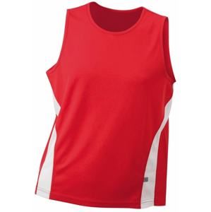 James & Nicholson Pánské sportovní tričko bez rukávů JN305 - Červená / bílá | XXL