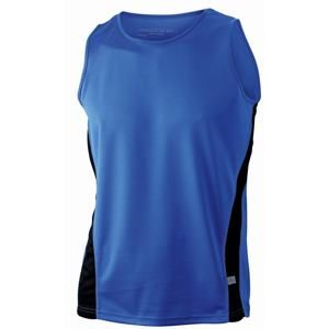 James & Nicholson Pánské sportovní tričko bez rukávů JN305 - Královská modrá / černá | XXXL