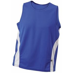 James & Nicholson Pánské sportovní tričko bez rukávů JN305 - Královská modrá / bílá | XL
