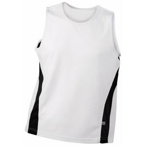 James & Nicholson Pánské sportovní tričko bez rukávů JN305 - Bílá / černá | XXXL