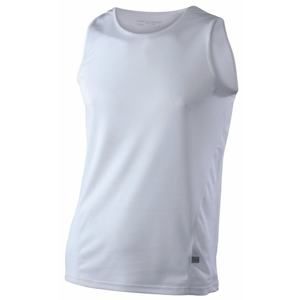 James & Nicholson Pánské sportovní tričko bez rukávů JN305 - Bílá / bílá | XL