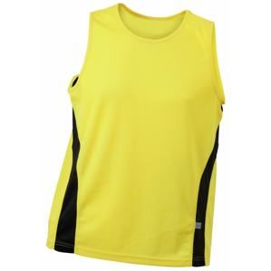 James & Nicholson Pánské sportovní tričko bez rukávů JN305 - Žlutá / černá | S