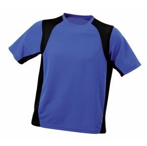 James & Nicholson Pánské sportovní tričko s krátkým rukávem JN306 - Královská modrá / černá | XL