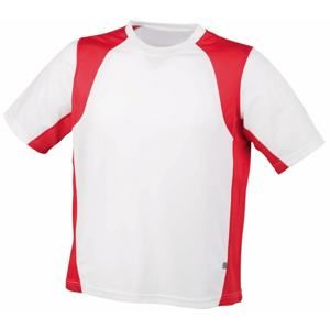 James & Nicholson Pánské sportovní tričko s krátkým rukávem JN306 - Bílá / červená | XXL