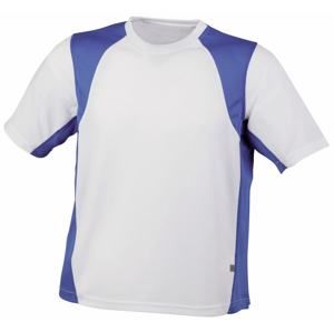 James & Nicholson Pánské sportovní tričko s krátkým rukávem JN306 - Bílá / královská modrá | XXL