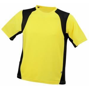 James & Nicholson Pánské sportovní tričko s krátkým rukávem JN306 - Žlutá / černá | L