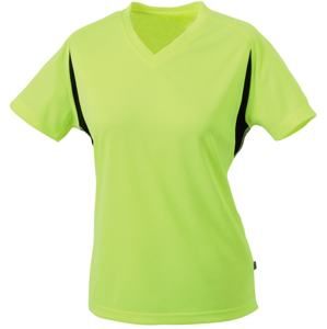 James & Nicholson Dámské sportovní tričko s krátkým rukávem JN316 - Fluorescenční žlutá / černá | XXL