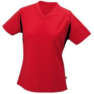 James & Nicholson Dámské sportovní tričko s krátkým rukávem JN316 - Červená / černá | XXL