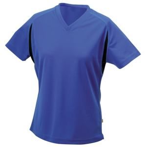 James & Nicholson Dámské sportovní tričko s krátkým rukávem JN316 - Královská modrá / černá | M