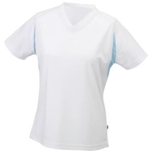 James & Nicholson Dámské sportovní tričko s krátkým rukávem JN316 - Bílá / ocean | XXL