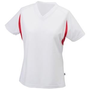 James & Nicholson Dámské sportovní tričko s krátkým rukávem JN316 - Bílá / červená | XXL