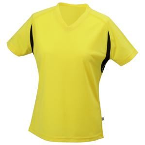 James & Nicholson Dámské sportovní tričko s krátkým rukávem JN316 - Žlutá / černá | L