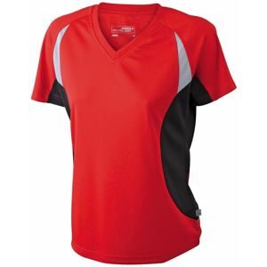 James & Nicholson Dámské funkční tričko s krátkým rukávem JN390 - Červená / černá | M