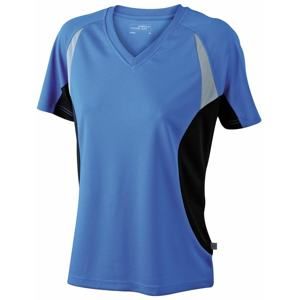 James & Nicholson Dámské funkční tričko s krátkým rukávem JN390 - Královská modrá / černá | XL