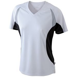James & Nicholson Dámské funkční tričko s krátkým rukávem JN390 - Bílá / černá | XXL