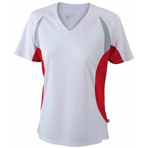 James & Nicholson Dámské funkční tričko s krátkým rukávem JN390 - Bílá / červená | XXL