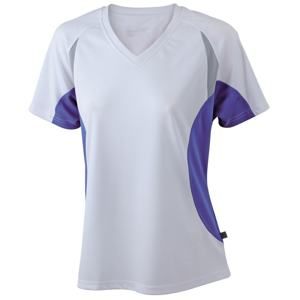 James & Nicholson Dámské funkční tričko s krátkým rukávem JN390 - Bílá / královská modrá | S
